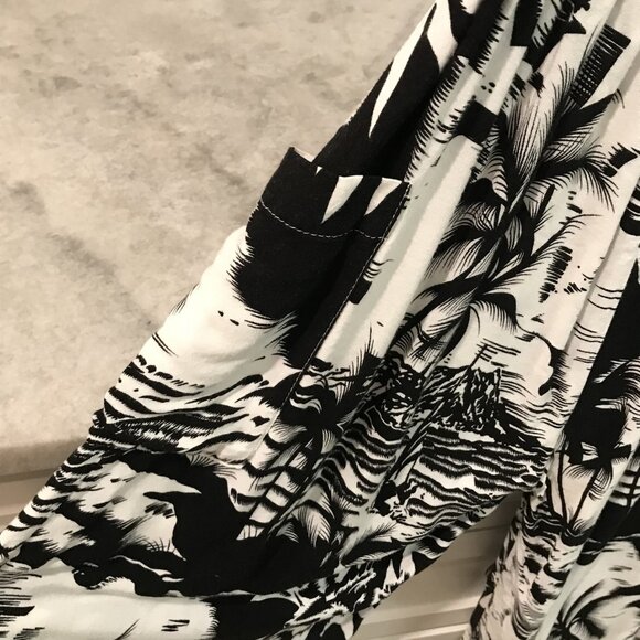 Island Planet Wide Leg Pants Womens Small Black Smocked Waist Pockets Beach Boho - Picture 4 of 12